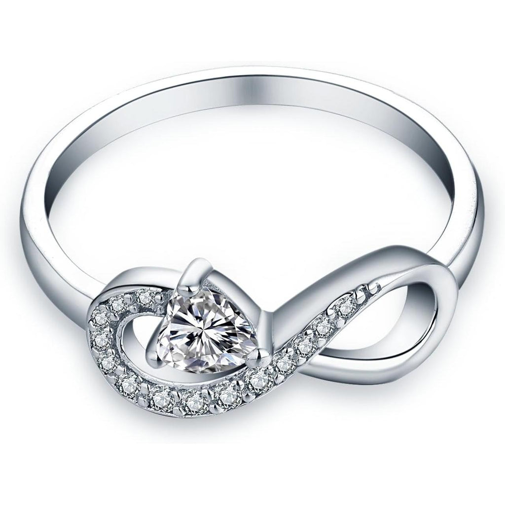 Promise Ring for Women Sterling Silver Infinity Heart Promise Rings for Her Birthstone Cubic Zirconia Friendship Ring Size 5-12 - My Store