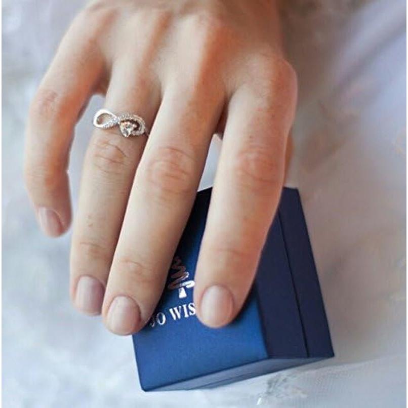 Promise Ring for Women Sterling Silver Infinity Heart Promise Rings for Her Birthstone Cubic Zirconia Friendship Ring Size 5-12 - My Store