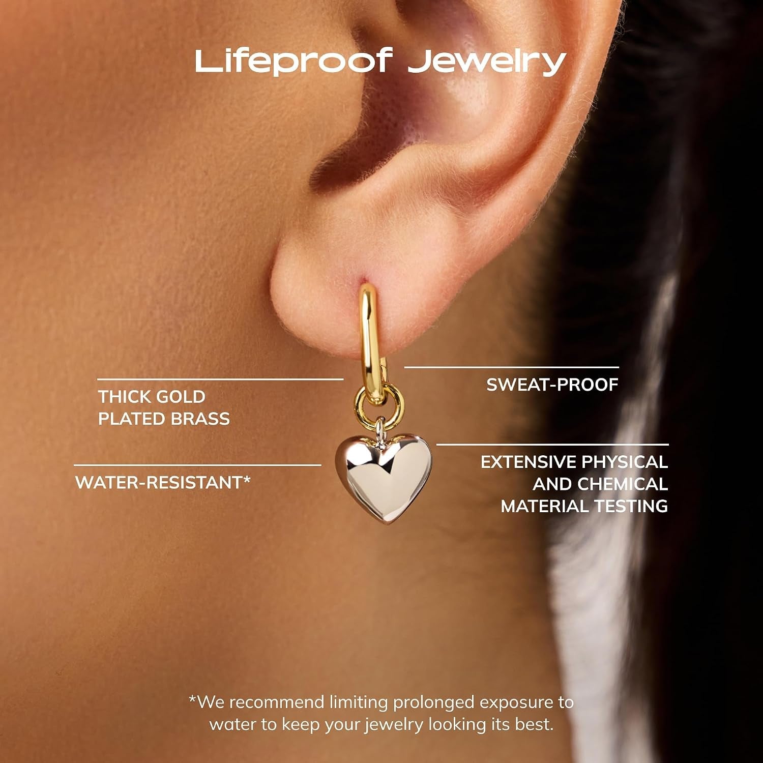 Puffed Heart Earrings - Heart Charm Huggie Hoops and Earring Stud Styles - Dainty 14K Gold Plated, Silver Rhodium Plated & Mixed Metal Silver & Gold Earrings - Hypoallergenic Water-Resistant - My Store
