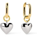 Puffed Heart Earrings - Heart Charm Huggie Hoops and Earring Stud Styles - Dainty 14K Gold Plated, Silver Rhodium Plated & Mixed Metal Silver & Gold Earrings - Hypoallergenic Water-Resistant - My Store