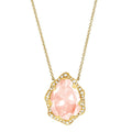 Queen Water Drop Morganite Necklace with Full Pavé Halo - My Store