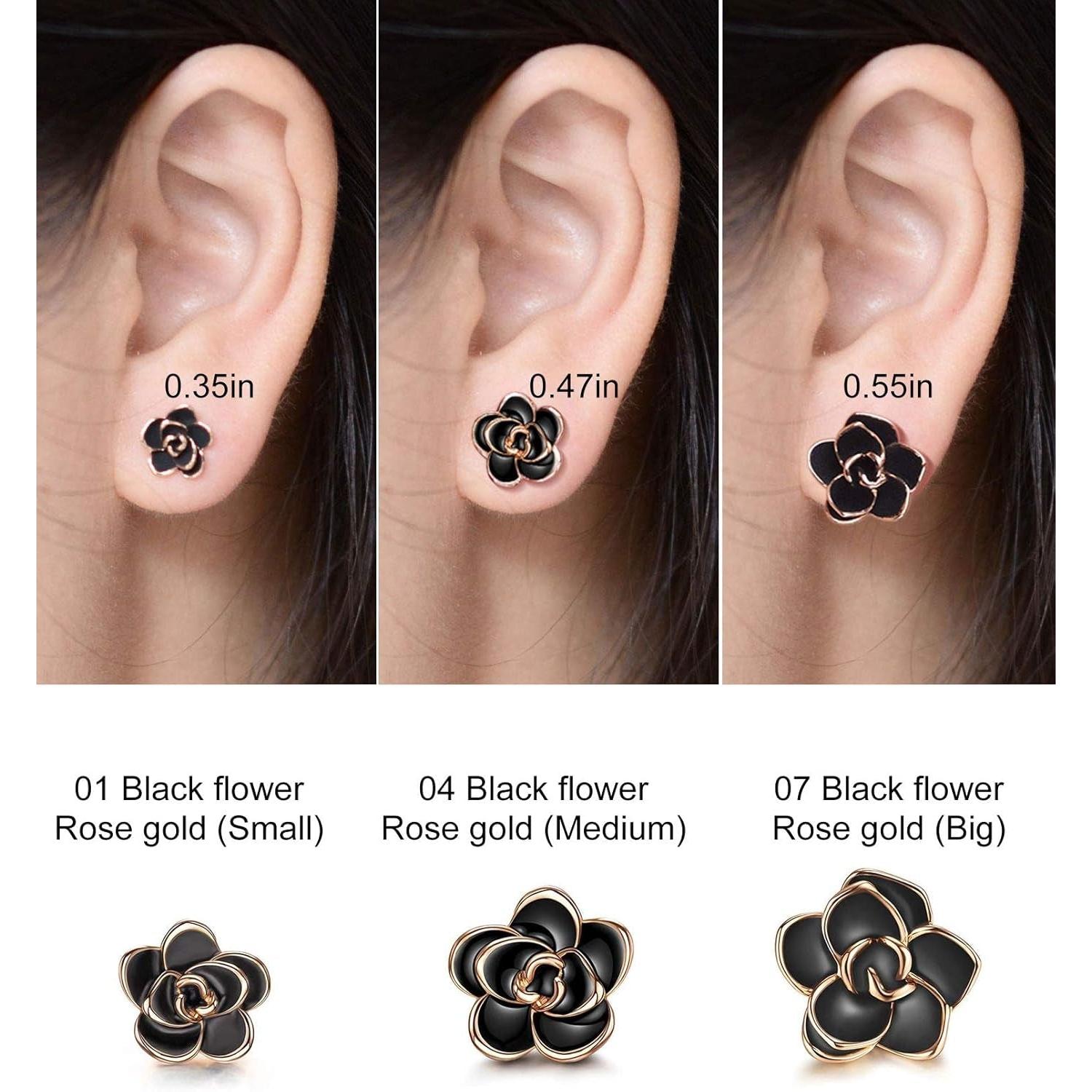 Rose Flower Stud Earrings for Women Sensitive Ears, Hypoallergenic Cute Gold and Silver Rose Flower Earrings Studs for Women Nickel Free - My Store