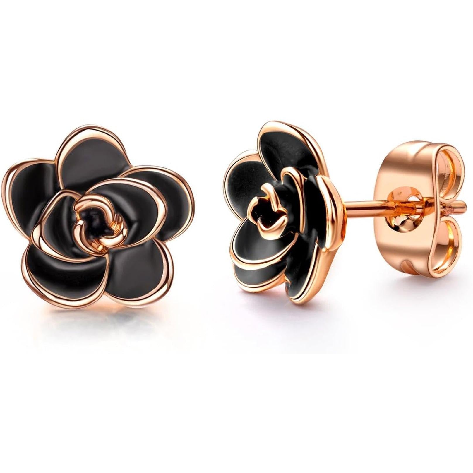 Rose Flower Stud Earrings for Women Sensitive Ears, Hypoallergenic Cute Gold and Silver Rose Flower Earrings Studs for Women Nickel Free - My Store