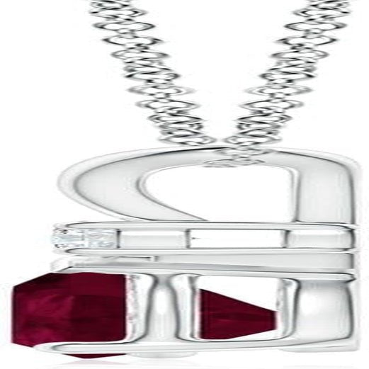 Ruby Teardrop Necklace with Diamond in Silver/14K Solid Gold/Platinum | Natural Prong-Set Ruby V-Bale Pendant with 18" Chain for Women | July Birthday Gemstone Jewelry Gift - My Store