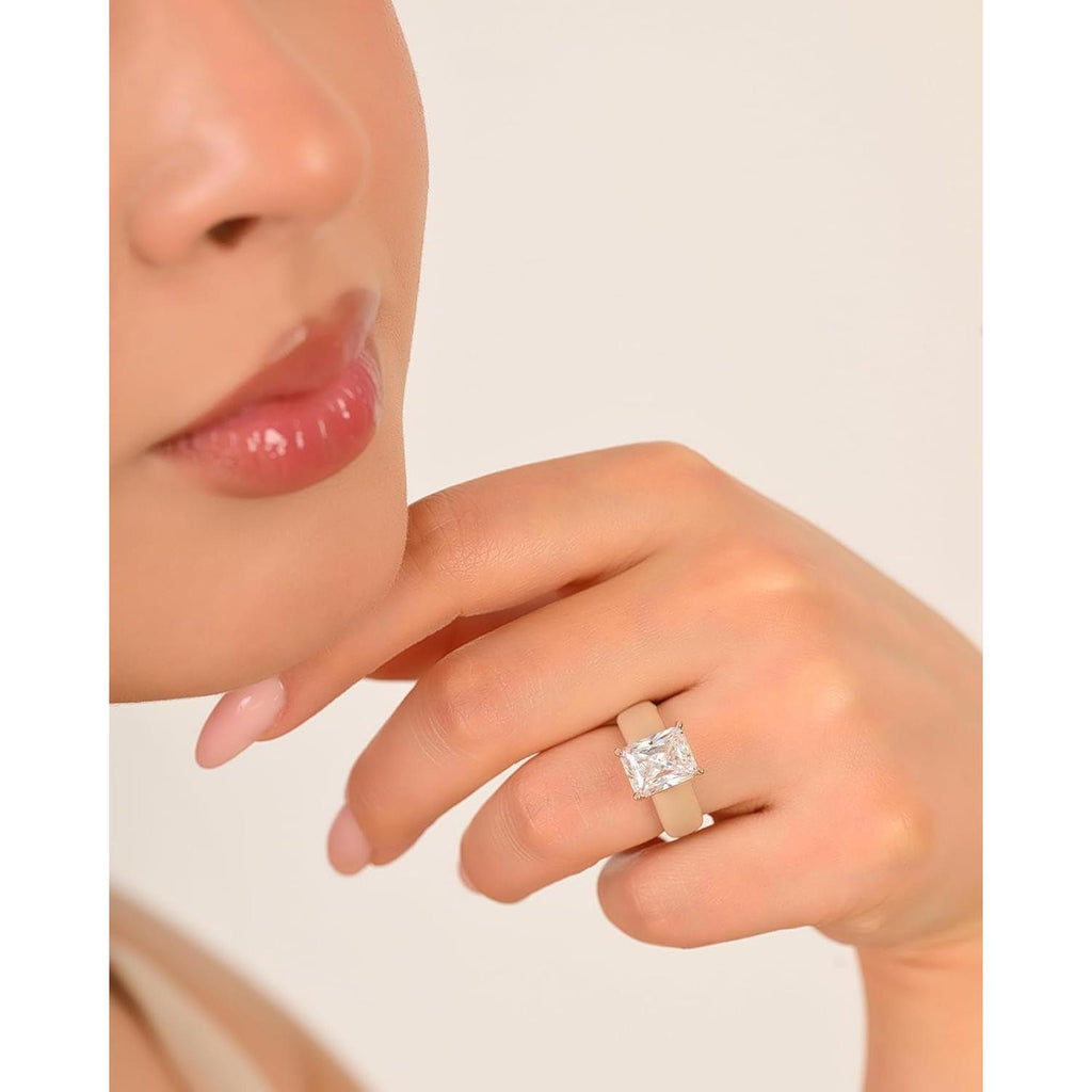 Silicone Ring with Stone - Emerald Cut Cubic Zirconia Solitaire Engagement Ring for Women - Rubber Wedding Bands - Patented Design - My Store