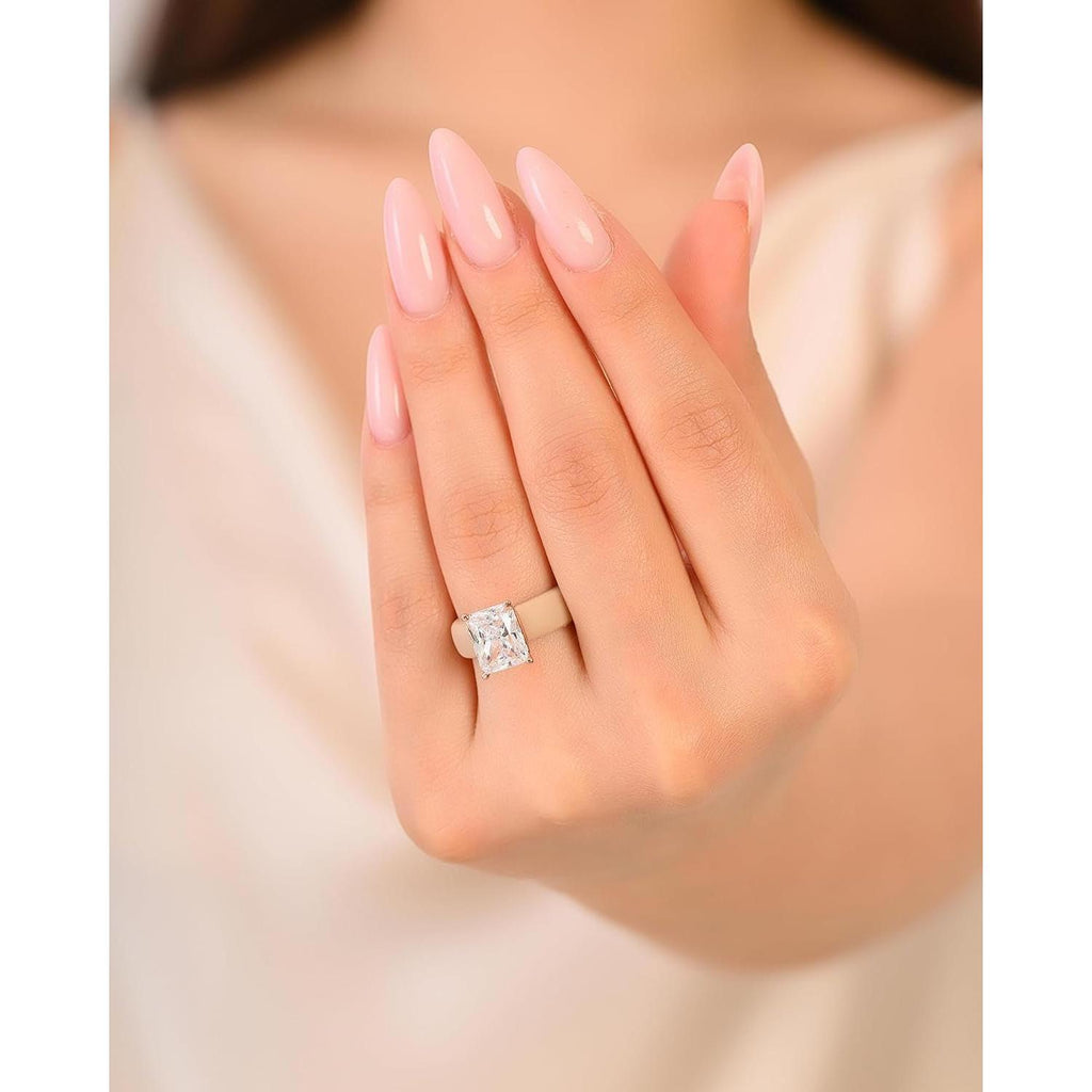 Silicone Ring with Stone - Emerald Cut Cubic Zirconia Solitaire Engagement Ring for Women - Rubber Wedding Bands - Patented Design - My Store