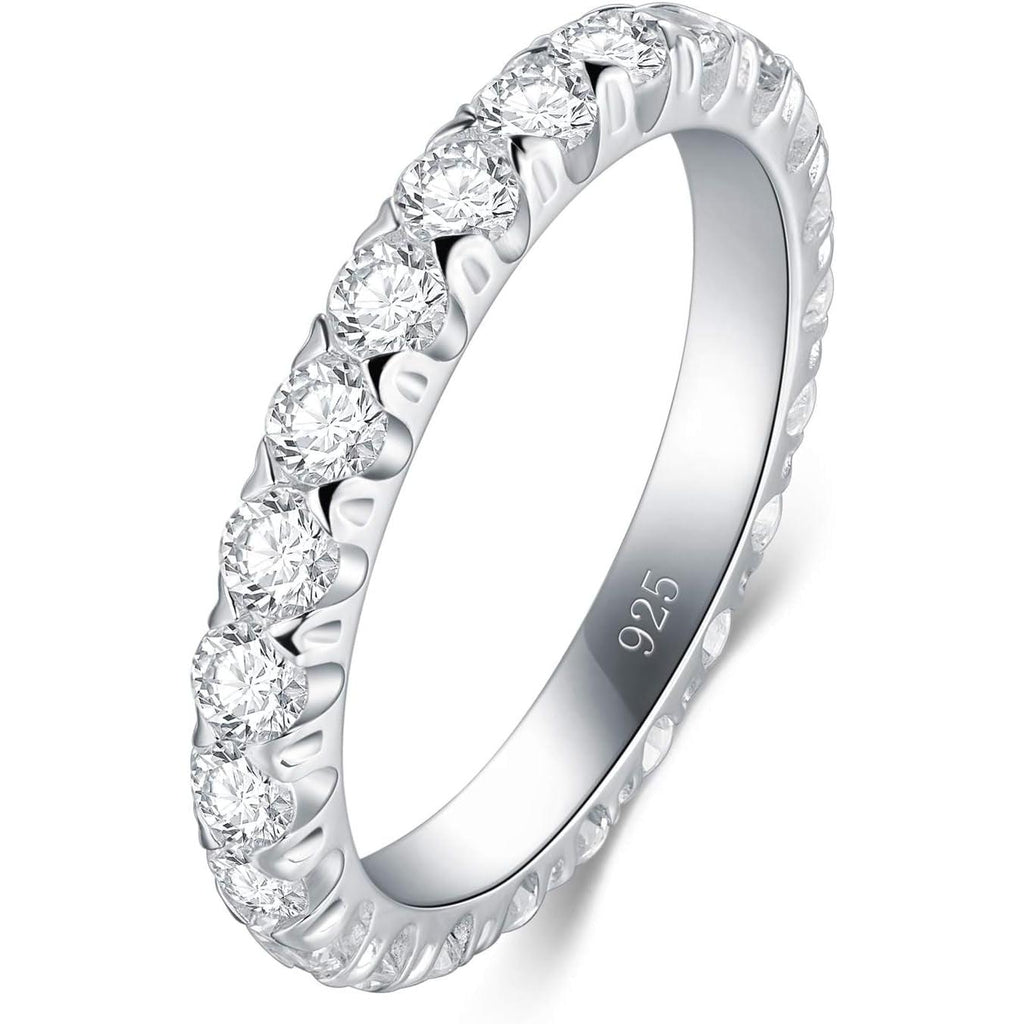 Sterling Silver Ring - Wedding Bands for Women, Eternity Band, Cubic Zirconia Simulated Diamond Stackable Band for Oura Ring Gen3/4-1.5Mm 3Mm Band Size 4-12 - My Store