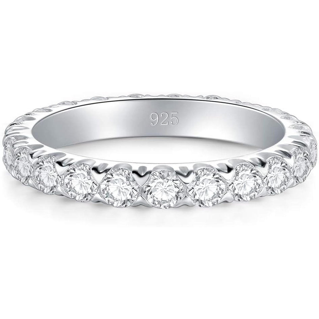 Sterling Silver Ring - Wedding Bands for Women, Eternity Band, Cubic Zirconia Simulated Diamond Stackable Band for Oura Ring Gen3/4-1.5Mm 3Mm Band Size 4-12 - My Store