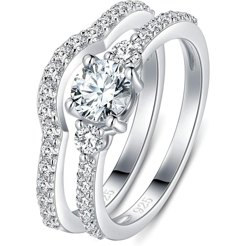 Sterling Silver Wedding Bands 925 Silver Infinity Ring Three-In-One Stylish Rings for Women with CZ, Width 11Mm, Size 4-12 - My Store