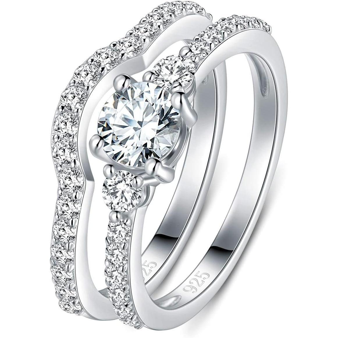 Sterling Silver Wedding Bands 925 Silver Infinity Ring Three-In-One Stylish Rings for Women with CZ, Width 11Mm, Size 4-12 - My Store