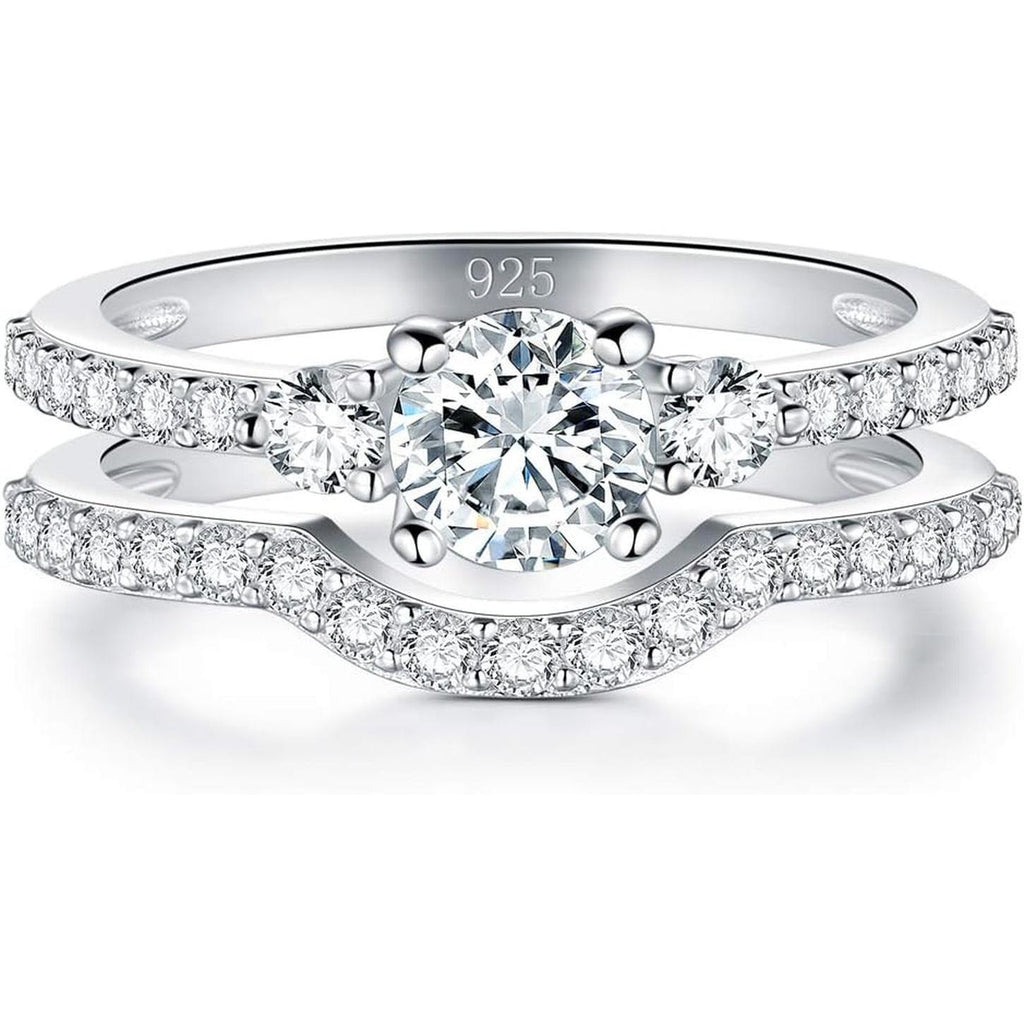 Sterling Silver Wedding Bands 925 Silver Infinity Ring Three-In-One Stylish Rings for Women with CZ, Width 11Mm, Size 4-12 - My Store