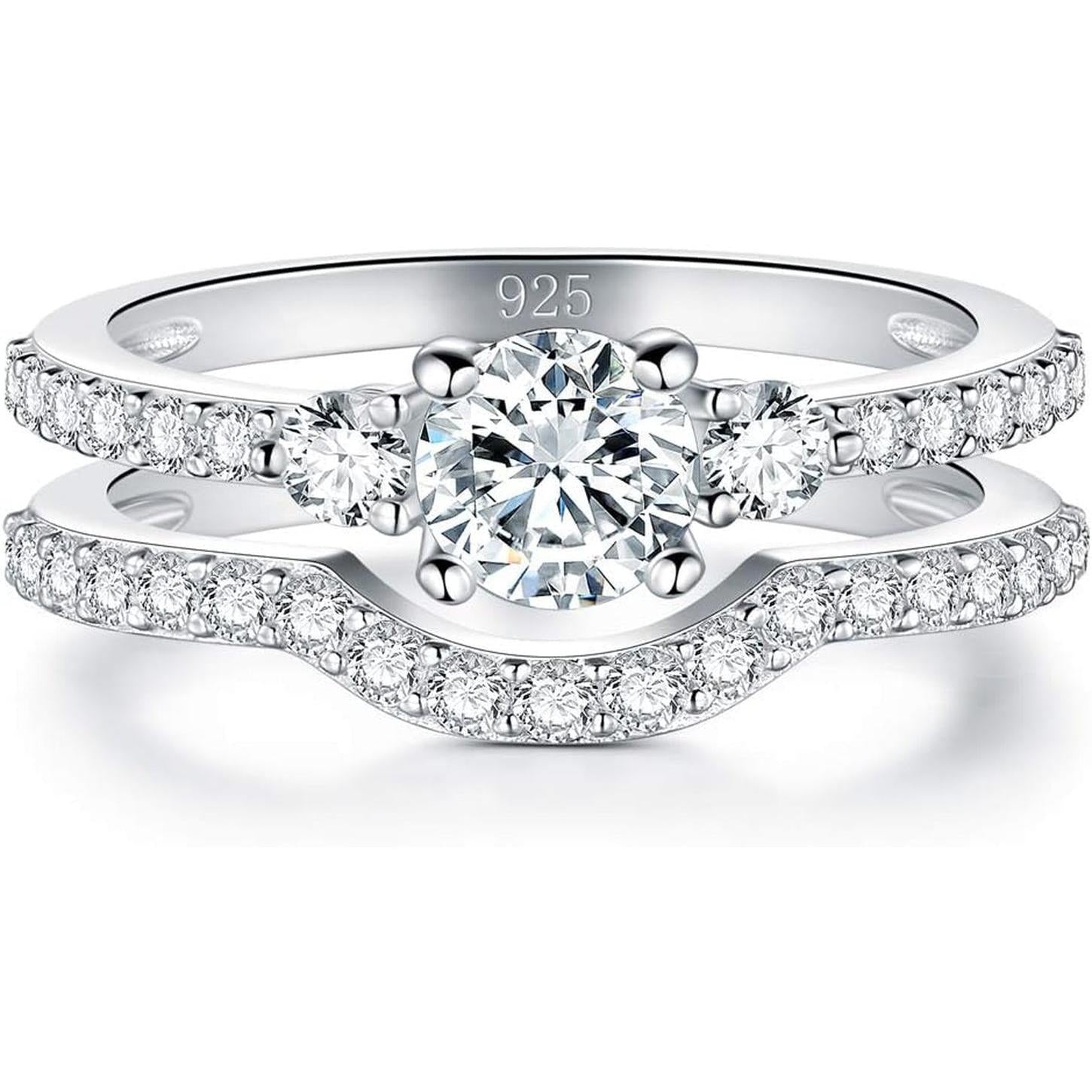 Sterling Silver Wedding Bands 925 Silver Infinity Ring Three-In-One Stylish Rings for Women with CZ, Width 11Mm, Size 4-12 - My Store
