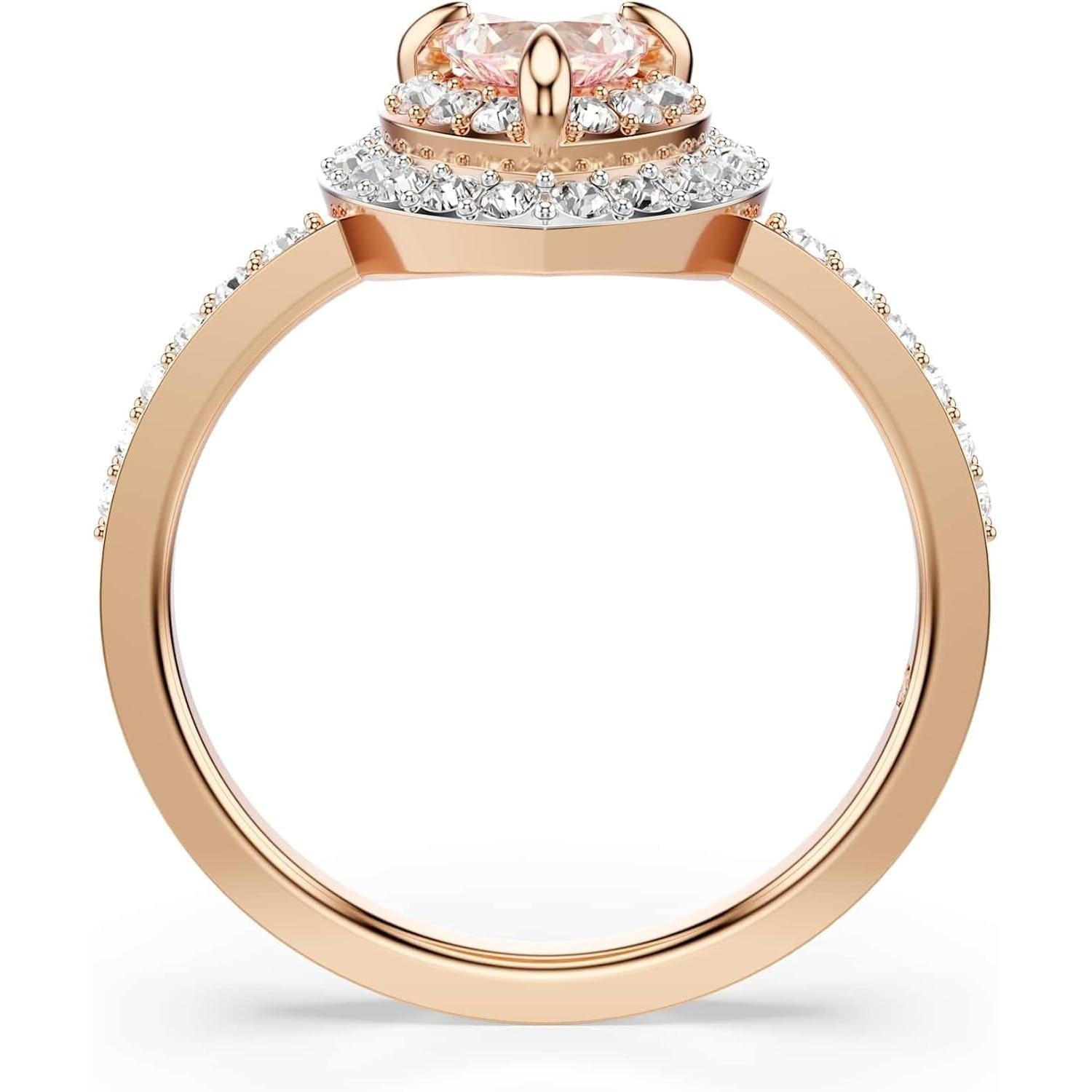Swarovski One Motif Ring, Heart Cut, Pavé, Heart, Pink, Mixed Metal Finish - My Store