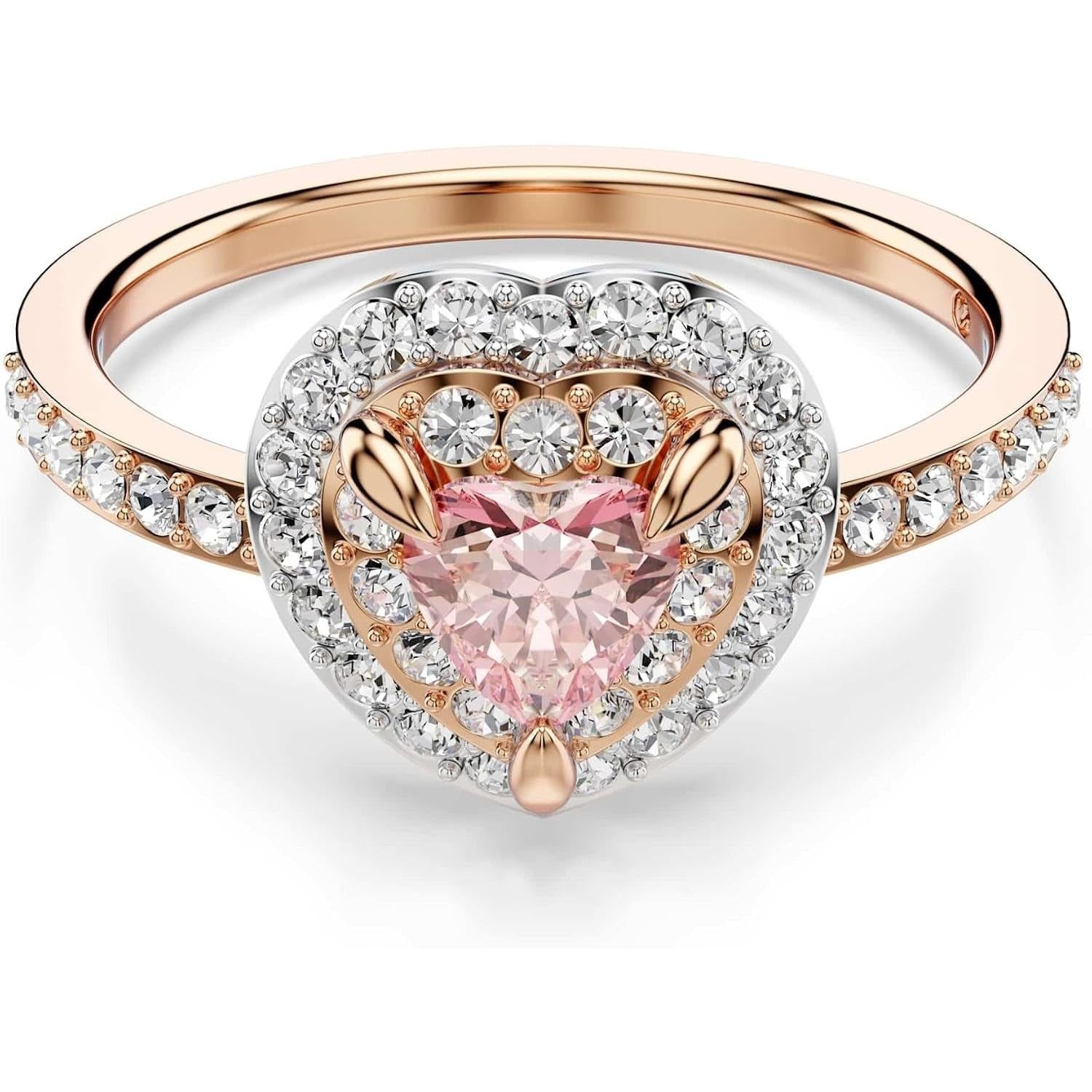 Swarovski One Motif Ring, Heart Cut, Pavé, Heart, Pink, Mixed Metal Finish - My Store