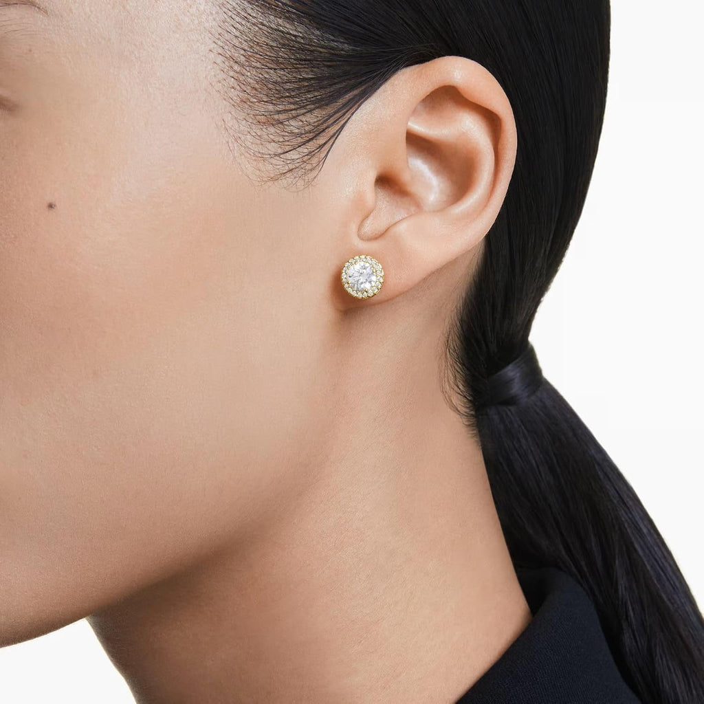 Swarovski Una Stud Earrings, round Cut, Gold Tone, Gold-Tone Finished - My Store