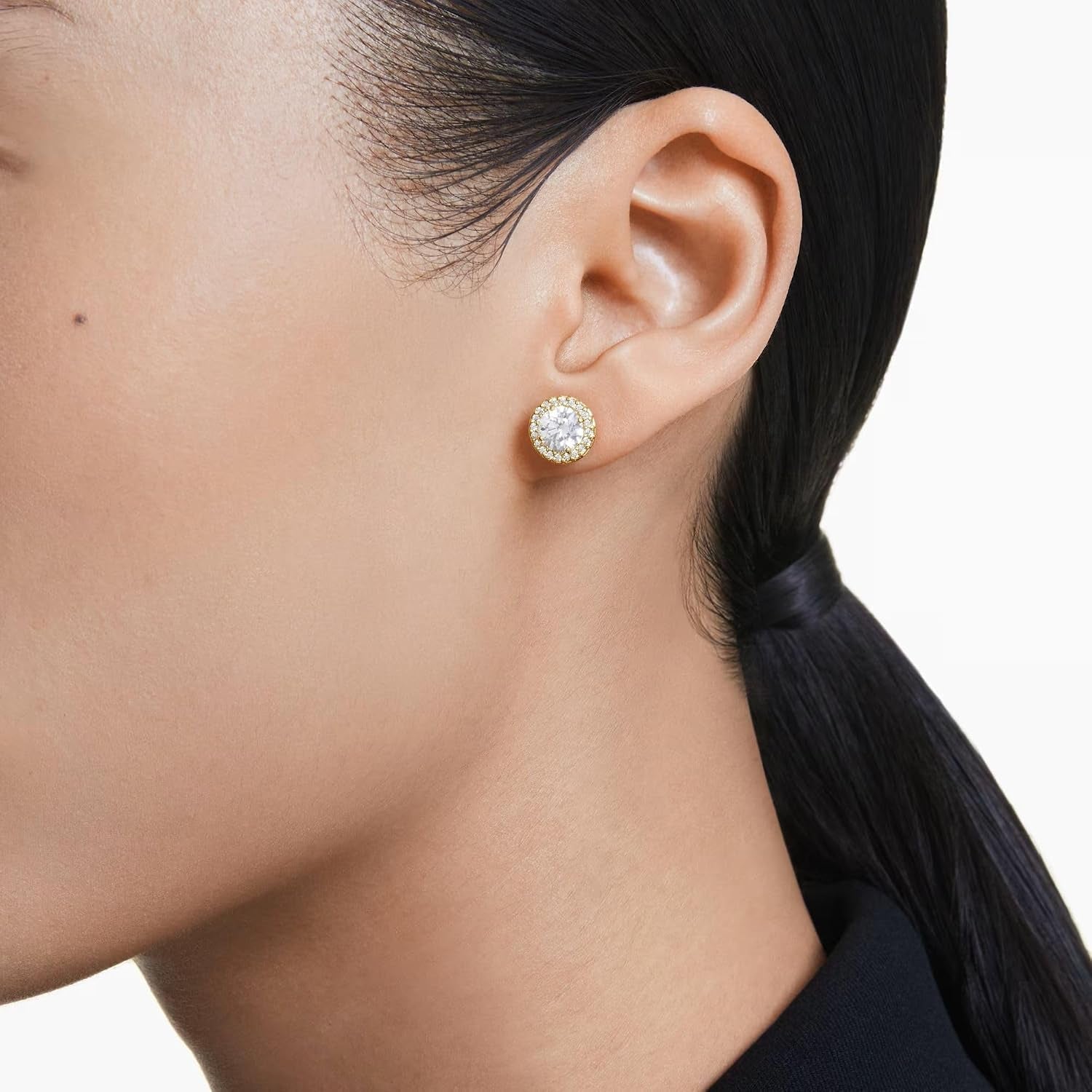 Swarovski Una Stud Earrings, round Cut, Gold Tone, Gold-Tone Finished - My Store