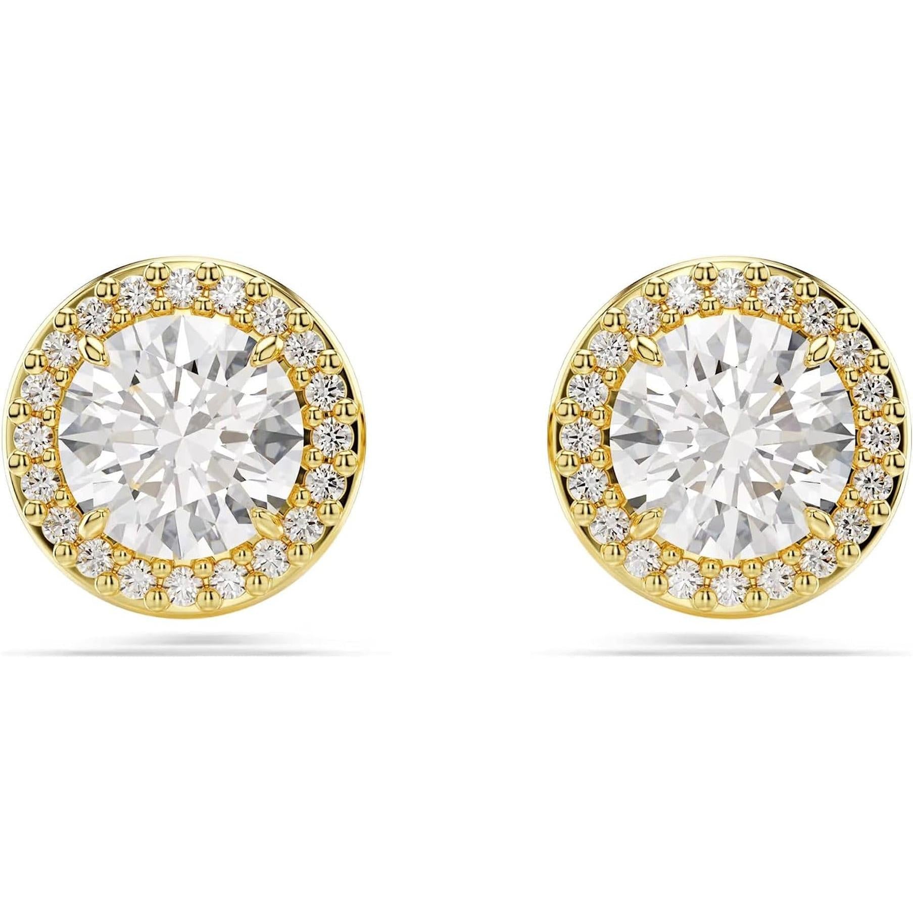 Swarovski Una Stud Earrings, round Cut, Gold Tone, Gold-Tone Finished - My Store