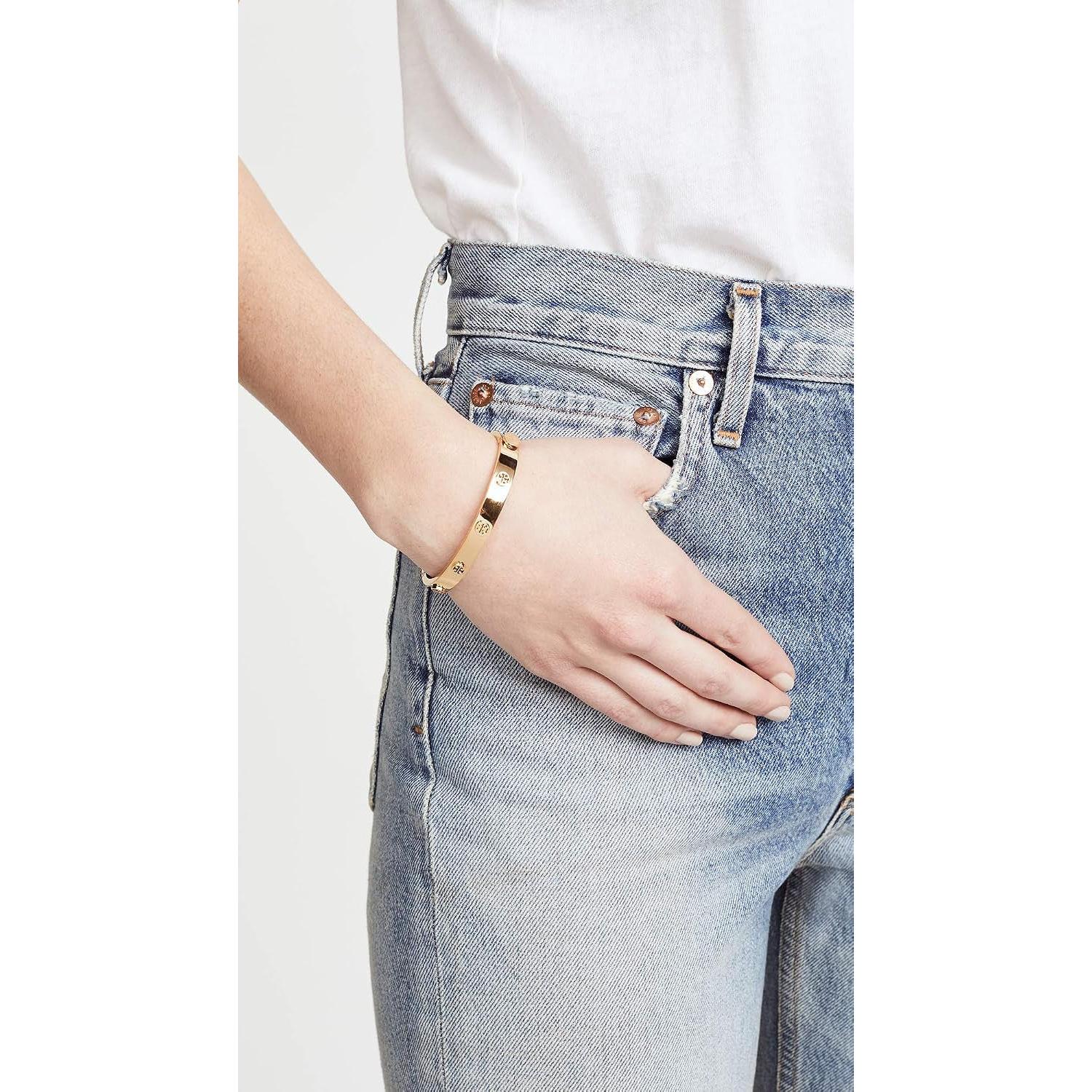 Tory Burch Women'S Icon Hinge Bracelet, Tory Gold, Medium - My Store