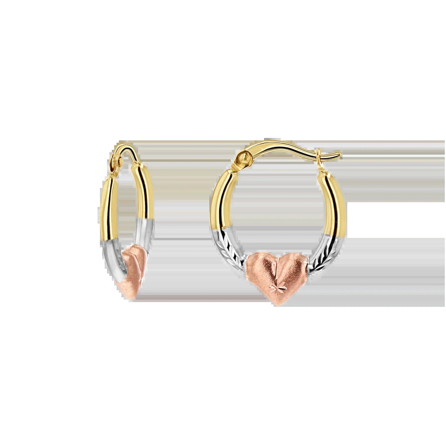 Tri-Color Puff Heart Hoop Earrings - My Store