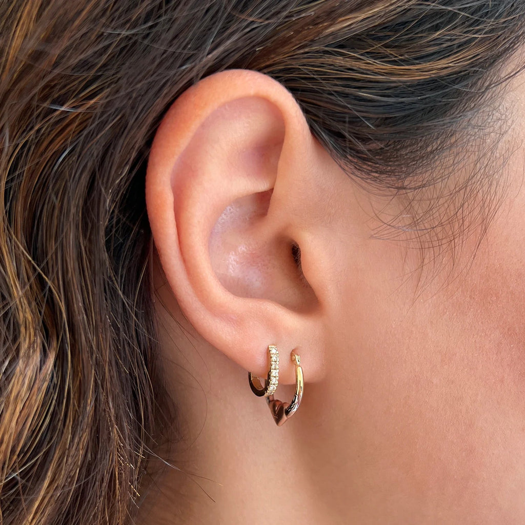 Tri-Color Puff Heart Hoop Earrings - My Store
