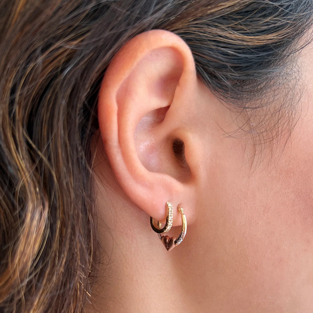 Tri-Color Puff Heart Hoop Earrings - My Store