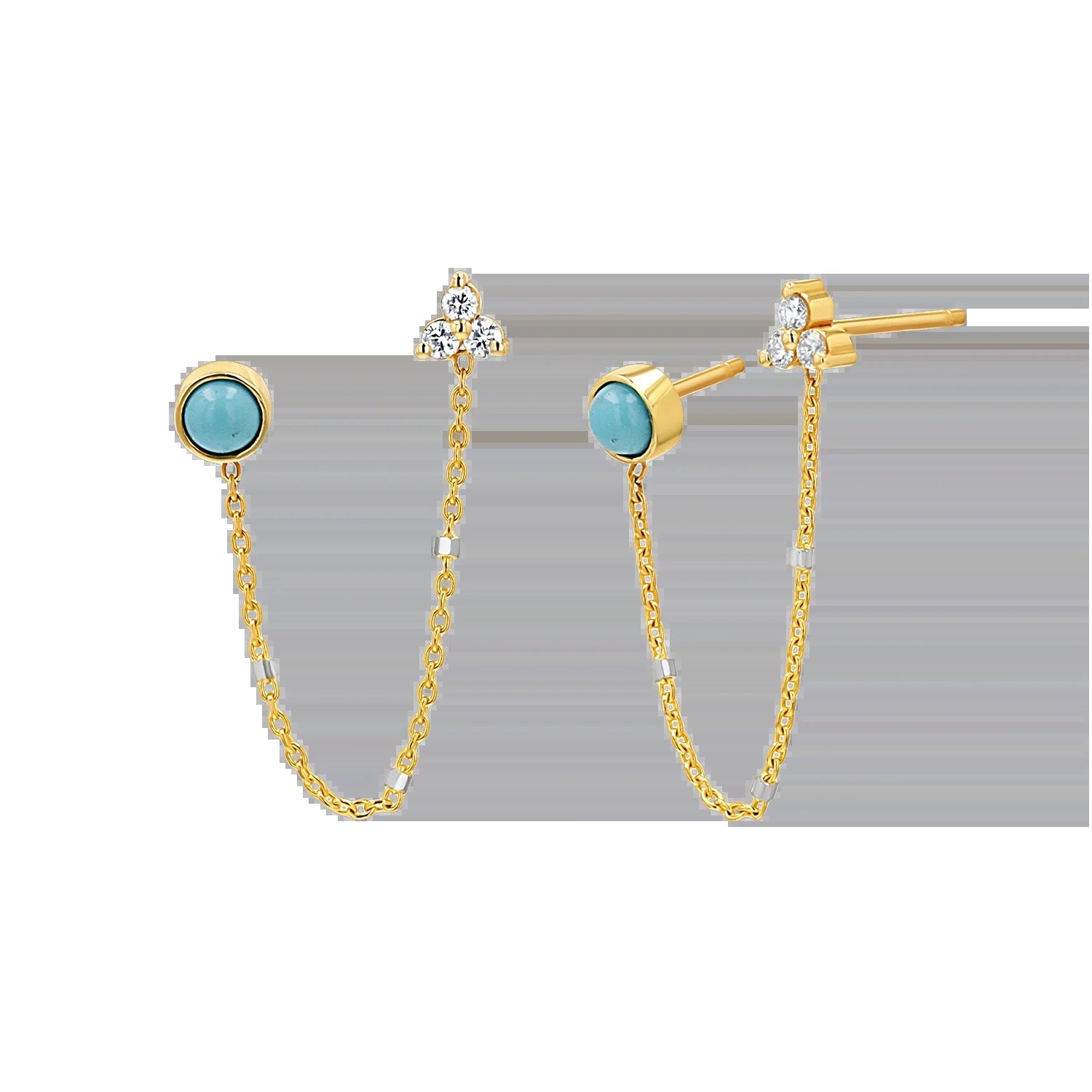 Turquoise & Diamond Duo Drop Earring - My Store