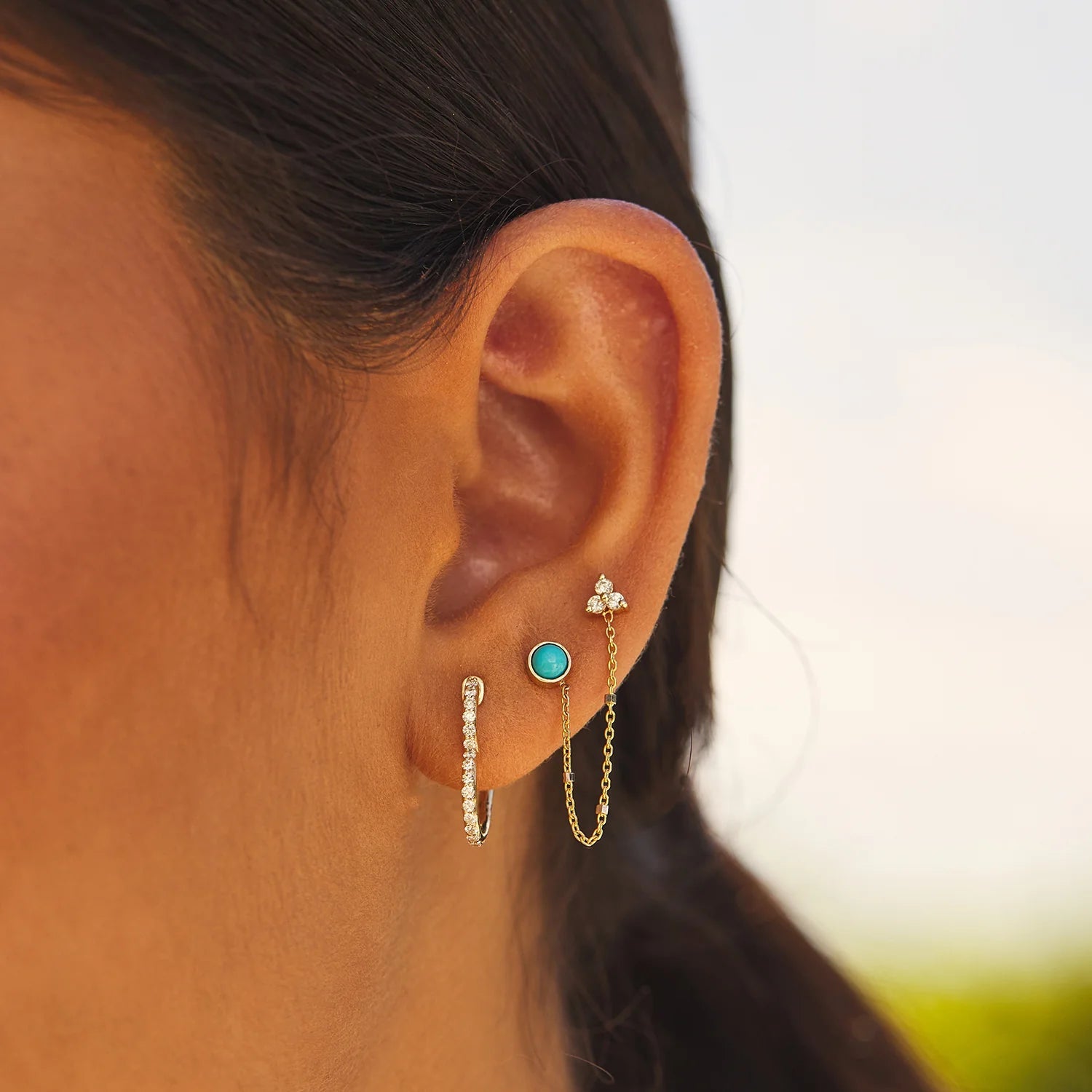 Turquoise & Diamond Duo Drop Earring - My Store