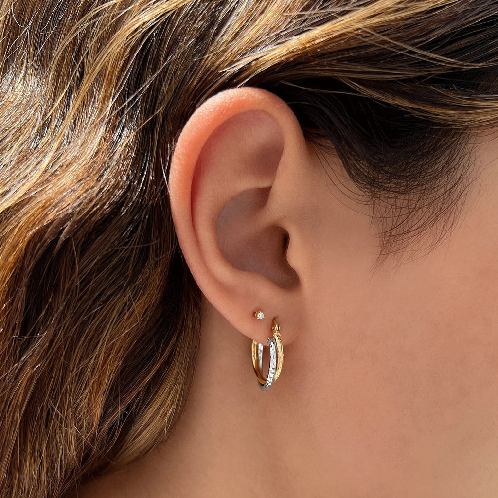 Two Tone Double Hoop Earrings - My Store