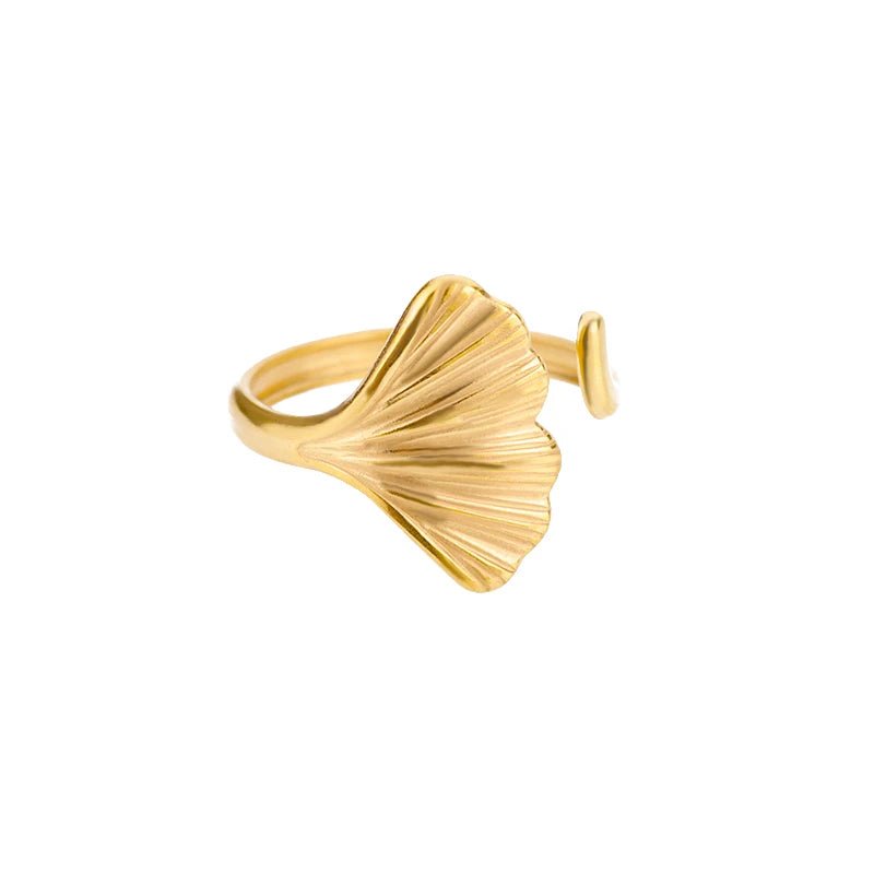 Vintage Ginkgo Leaf Rings for Women Stainless Steel Adjustable Open Finger Ring Wedding Aesthetic Party Jewerly Anillos Mujer - My Store